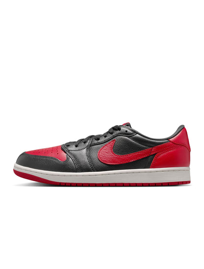 Air Jordan 1 Retro Low OG Banned men's footwear by Denim Exchange, black low-top sneakers with red accents