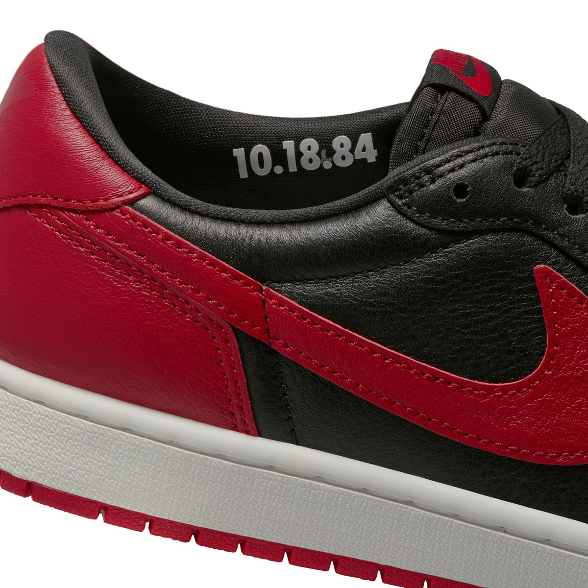 Air Jordan men's 1 Retro Low OG Banned sneakers by Denim Exchange in black and red leather lownbsp;