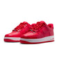 Nike Air Force 1 '07 LV8 Patent men's footwear in University Red, featuring shiny patent leather and classic sneaker design.