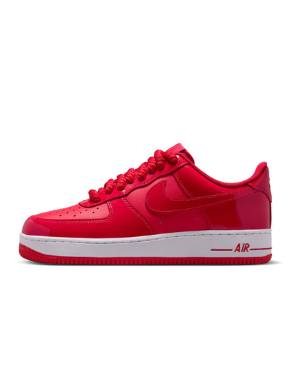 Nike mens Air Force 1 '07 LV8 Patent sneakers in University Red, featuring glossy patent leather and classic design.