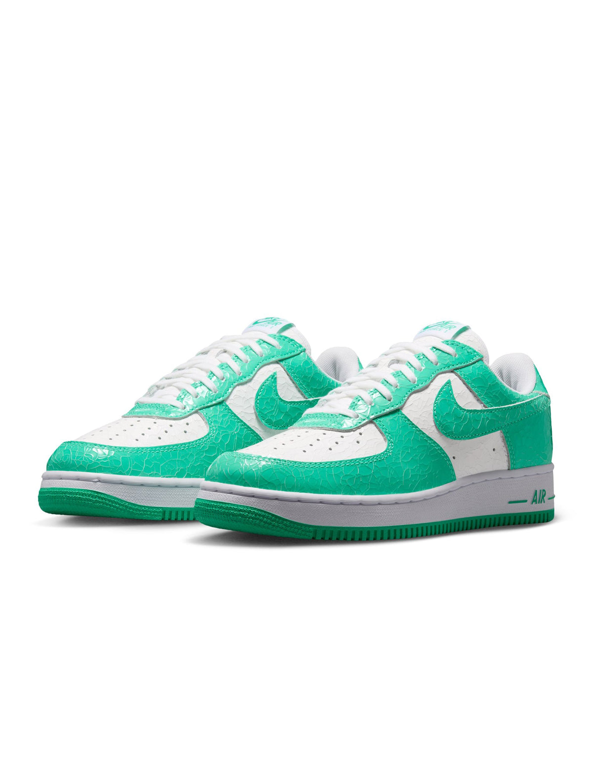 Nike Men’s Air Force 1 Menta footwear, featuring clean design with mint green accents and classic white leather, displayed on a plain background.