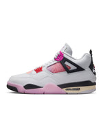 Men's Air Jordan 4 Retro Comic sneakers in white and red, featuring classic design details and Nike branding.