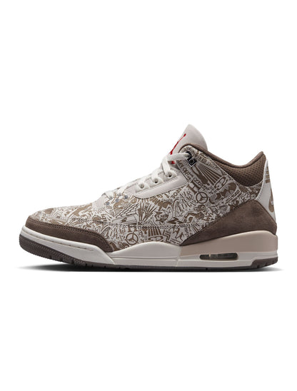 Men's Air Jordan 3 Retro Laser sneakers in black and red, featuring iconic design and premium leather construction.