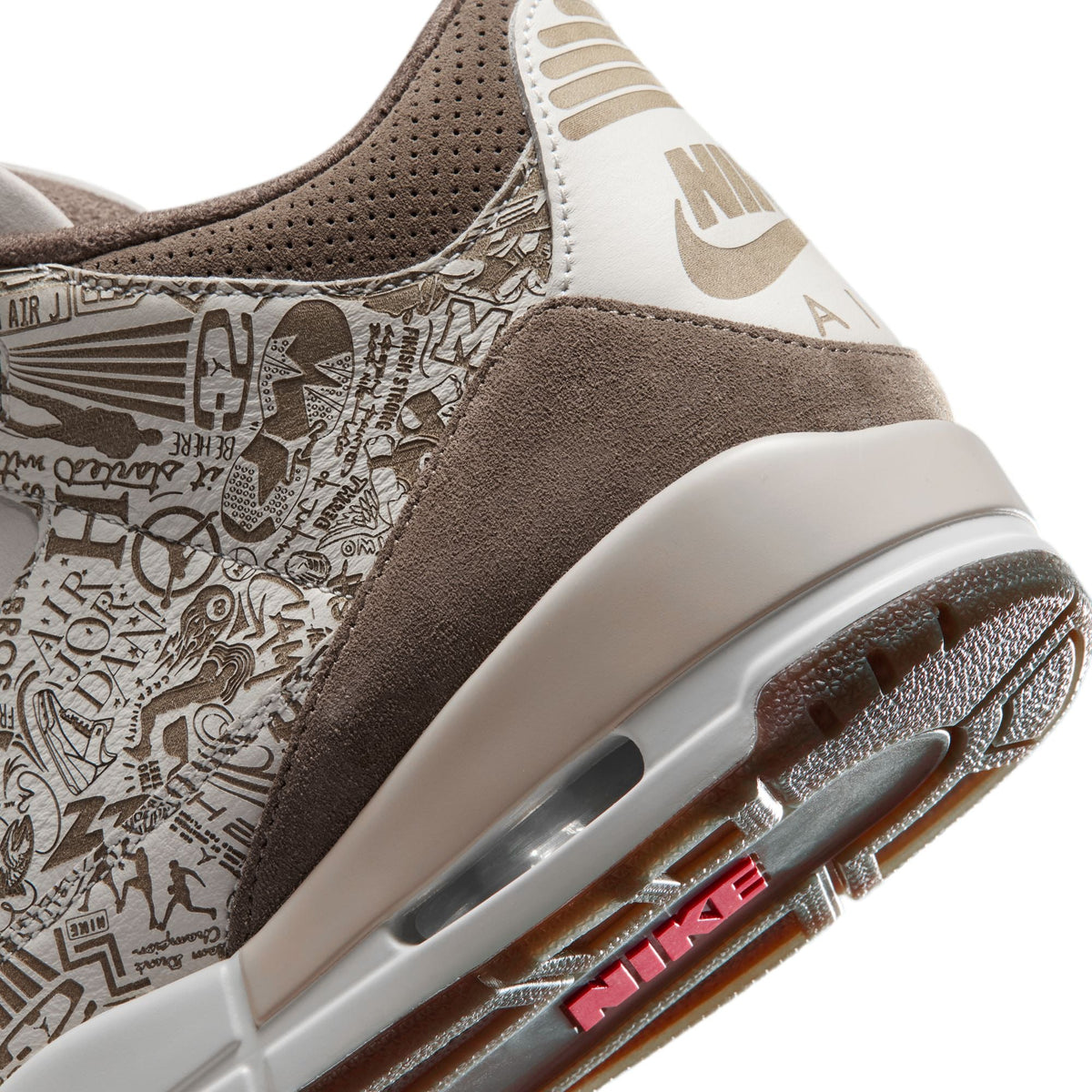 Men's Air Jordan 3 Retro Laser sneakers in black and red with white accents, styled for casual wear.