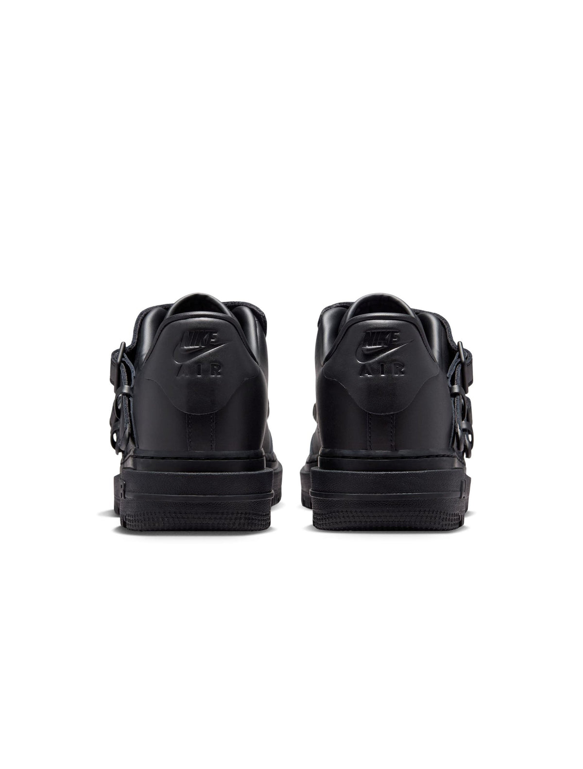 Black Nike Air Force 1 Luxe men's sneakers with sleek design and premium materials, shown from a side angle.