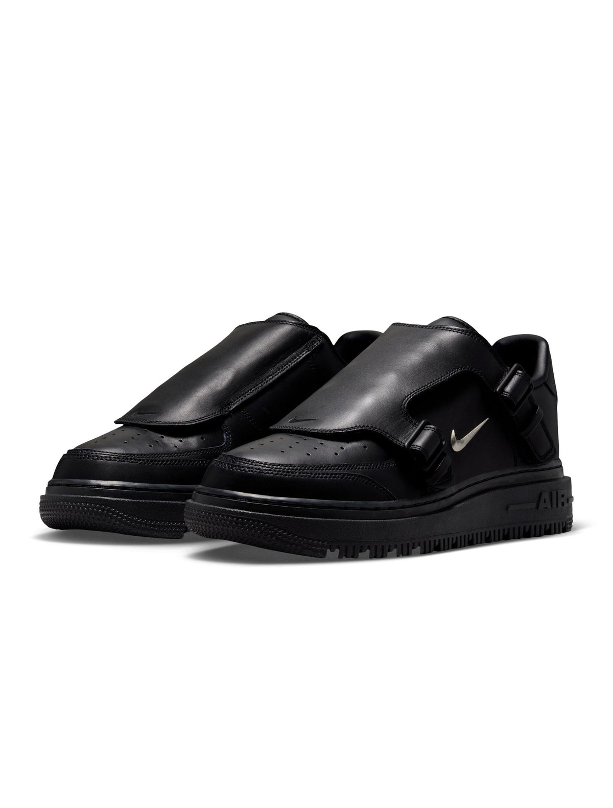 Black Nike Air Force 1 Luxe men's footwear with sleek design and premium materials, displayed on a clean background.