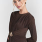 Draped Front Dress- Brown