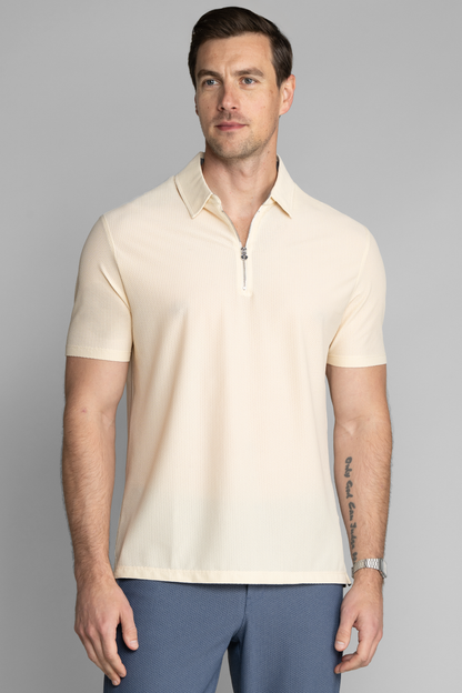 AIR Zip Polo Solid // Ecru
