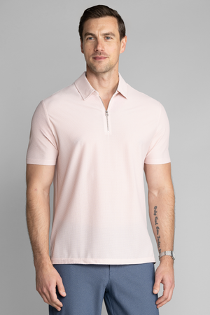 Twillory AIR Zip Polo Solid in Sakura with quarter-zip front, showcasing a stylish men's casual shirt.