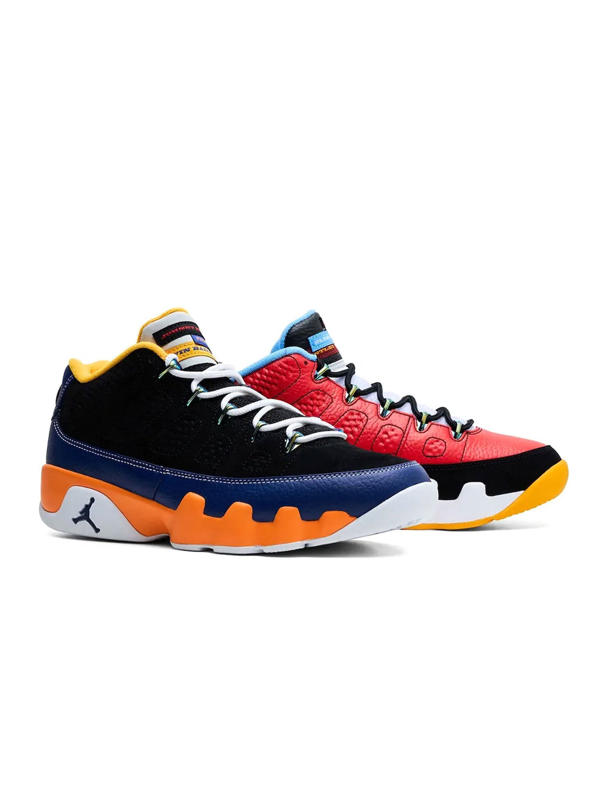 Denim Exchange Air Jordan Men's 9 Retro Low What the Kilroy sneakers in black and multicolor design