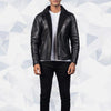 Shearling Black Leather Jacket for Women - Black