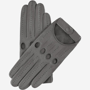 Alessa (grey) - Classic Italian lambskin leather driving gloves