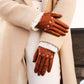 Alessa (cognac) - Classic Italian lambskin leather driving gloves
