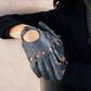 Alessa (grey) - Classic Italian lambskin leather driving gloves