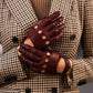 Alessa (cordovan) - Classic Italian lambskin leather driving gloves