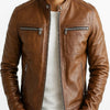 AleX Leather Brown Jacket - Men Leather Jacket Brown - Brown