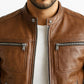 AleX Leather Brown Jacket - Men Leather Jacket Brown