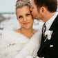 Ivory with Black Tips Bridal Fur Shawl (Lilian Wht03)