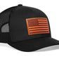 American Flag Trucker Hat Leather  |  Leather USA Snapback