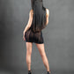 Amour Crystal Black Rhinestone Mesh Lingerie Dress