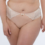 Samanta Anabelle Biscuit Sheer Mesh Tulle Embroidered Brief Panty-0