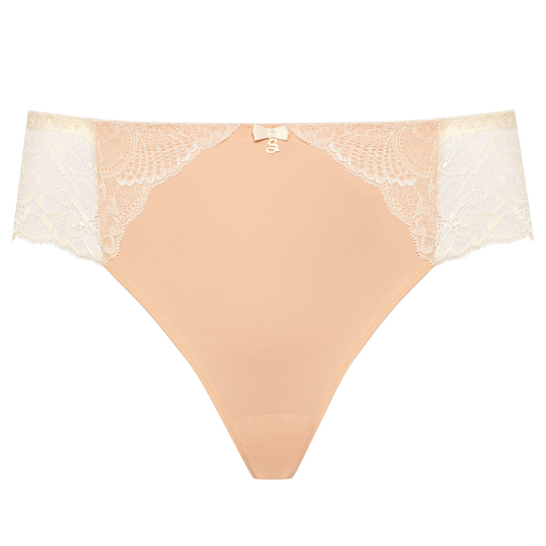 Samanta Anabelle Biscuit Sheer Mesh Tulle Embroidered Brief Panty-2