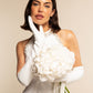 Angelina (white) - Italian silk lined 12-button length leather bridal / opera gloves
