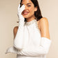 Angelina (white) - Italian silk lined 16-button length leather bridal / opera gloves
