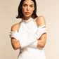 Angelina (white) - Italian silk lined 8-button length leather bridal / opera gloves