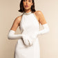 Angelina (white) - Italian silk lined 16-button length leather bridal / opera gloves