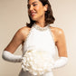 Angelina (white) - Italian silk lined 12-button length leather bridal / opera gloves