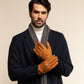 Angelo (cognac) – Italian suede leather gloves with luxurious cashmere lining