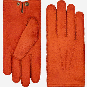 Antonio (orange) - Luxurious Italian peccary leather gloves with cashmere lining