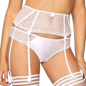 Bridal Sheer Mesh Embroidered Garter Belt Roza Anuk White-0