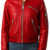 Audrey Leather Red Jacket – Stylish Women’s Red Leather Jacket - Red