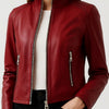 Ava Leather Red Jacket - Women's Leather Jacket Red - Red