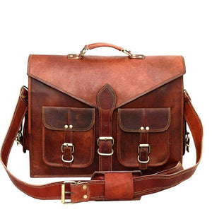 Leather lawyer briefcase by Classy Leather Bags with sturdy handles and multiple compartments for professional use.