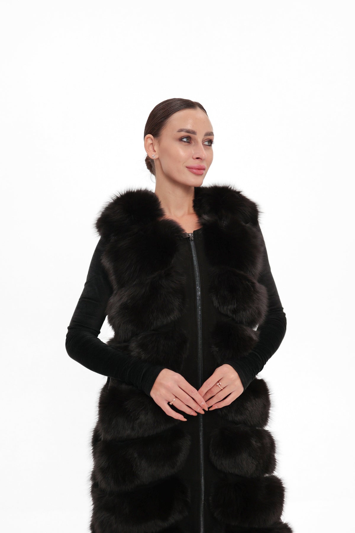 Genuine Alaska® Outerwear Company polar fox fur vest, 90 cm, shown from the front
