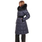 Cyrus Genuine Fur Trim Down Fill Coat in Navy