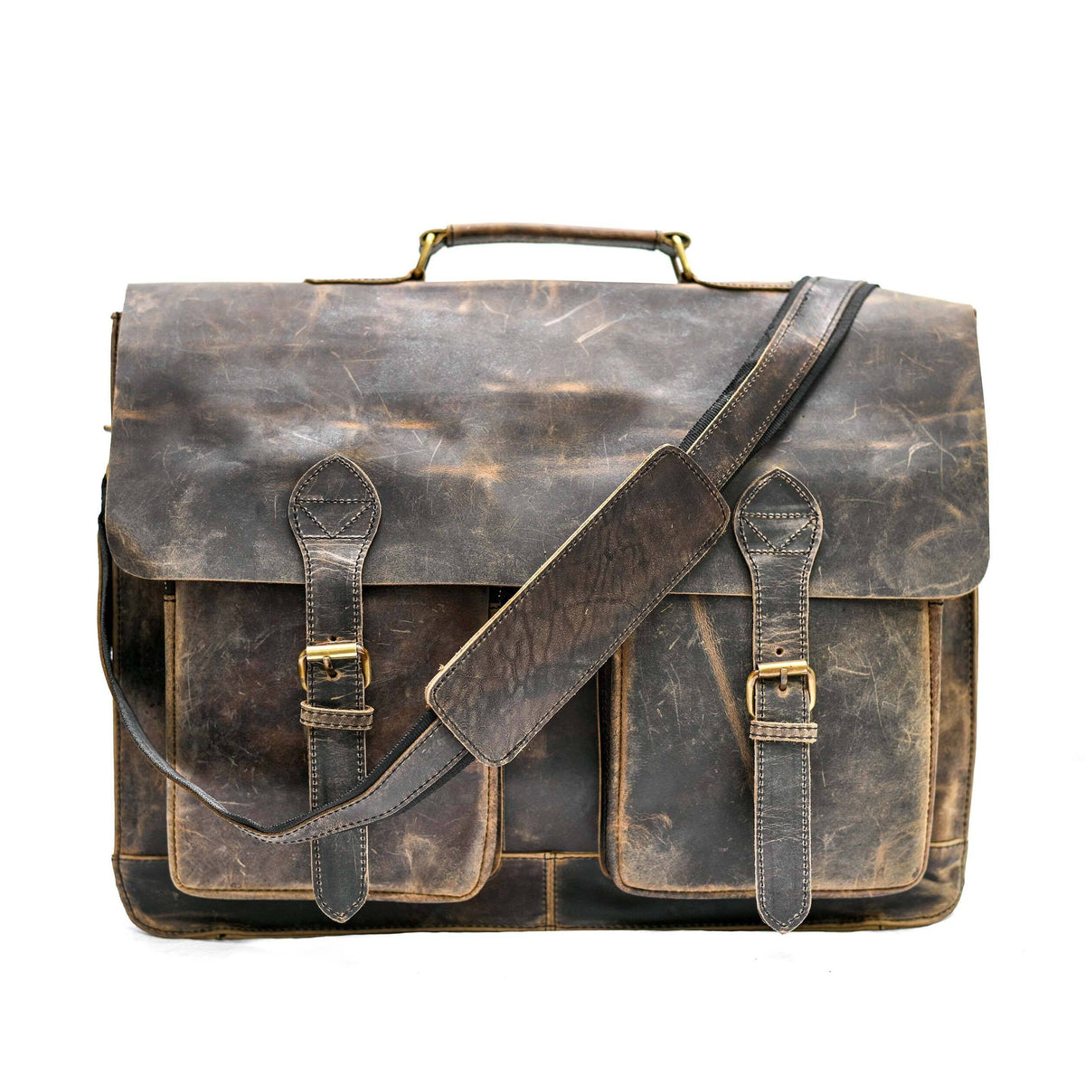 Classic Indiana Jones-inspired messenger bag by Classy Leather Bags with adjustable strap and vintage leather finish.