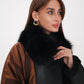 Sienna Genuine Lamb Leather Polar Fox Fur Trim Jacket in Umber