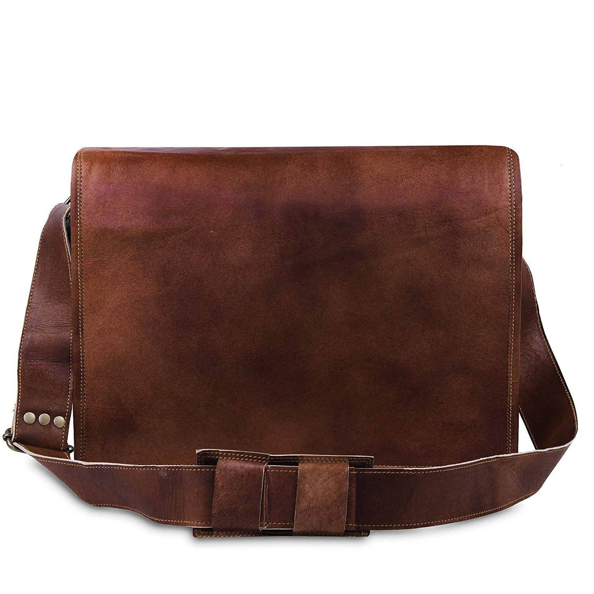 Brown Classy Leather Bags Prime Satchel messenger bag with adjustable shoulder strap and multiple compartments.