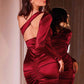 Ladivine B2313 Dress One Shoulder Long Sleeve Cocktail Dress