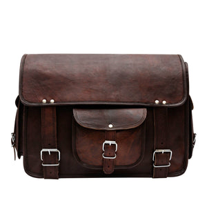 Brown leather messenger bag from Classy Leather Bags' Rugged Messenger collection, featuring a sturdy strap and spacious interior.