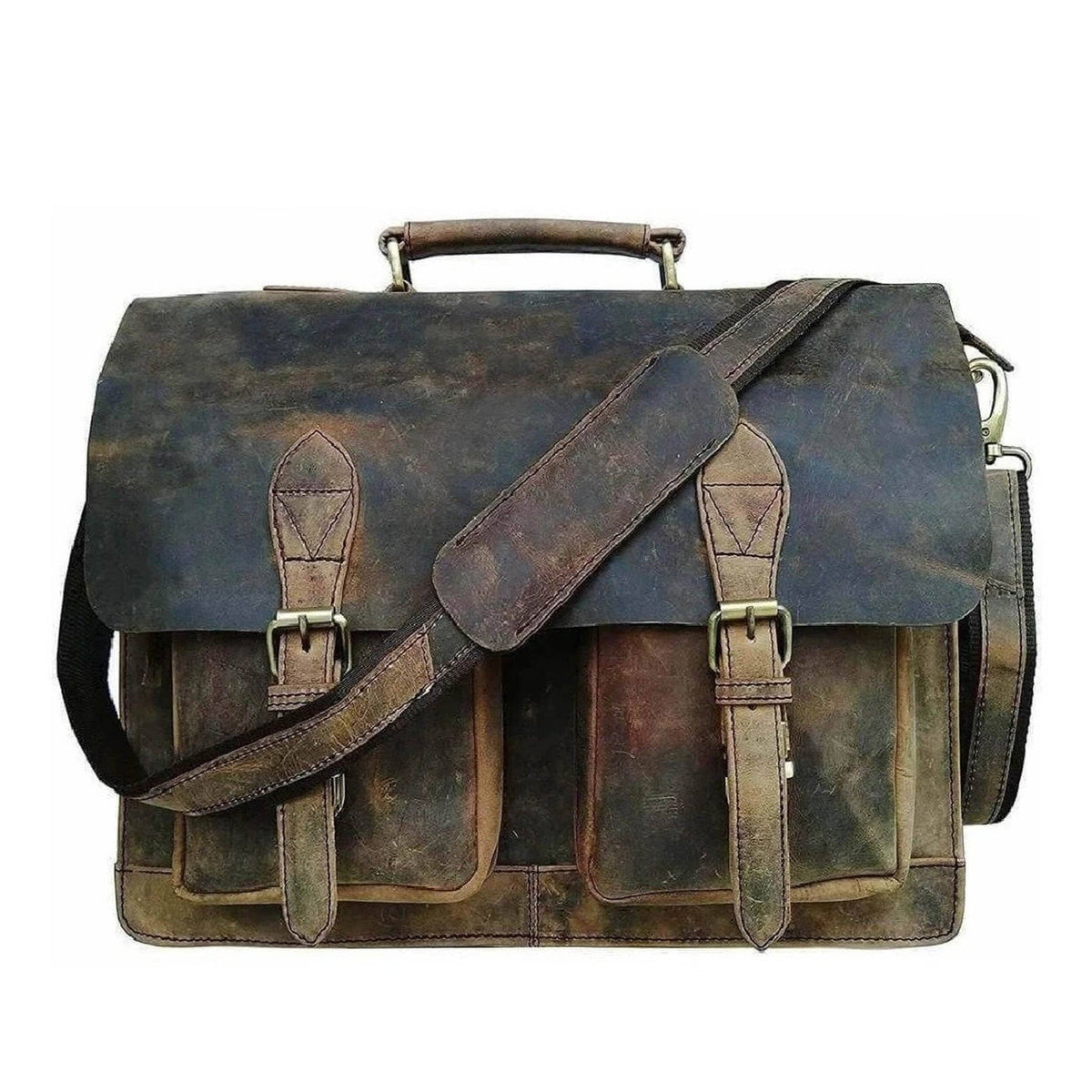 Classic brown leather messenger bag from Classy Leather Bags, featuring a sturdy strap and a spacious main compartment.