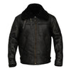 B3 Aviator Bomber Sheepskin Black Jacket - Black
