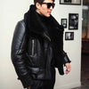 B3 Bomber Jacket Men Winter Wool Lamb Fur Aviator Jacket - -