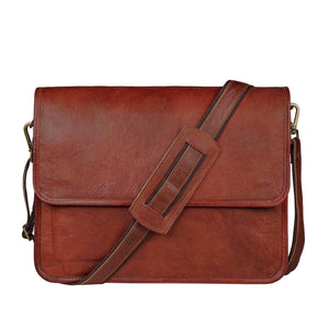Brown Classy Leather Bags flap over messenger bag with adjustable strap and multiple compartments, stylish and functional for everyday use.