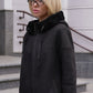 Alaska Outerwear Company Grazia reversible black faux shearling hooded coat parka