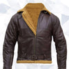 B3 Men Flying Aviator Winter Shearling Fur Pilot Sheepskin Bomber Leather Jacket - -